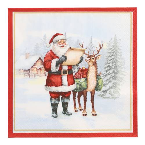 15 x 20 Servietten, 3-lagig 1/4-Falz 40 cm x 40 cm "Dear Santa"