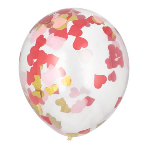 12 x 6 Luftballons Ø 29 cm mit Herz-Konfetti
