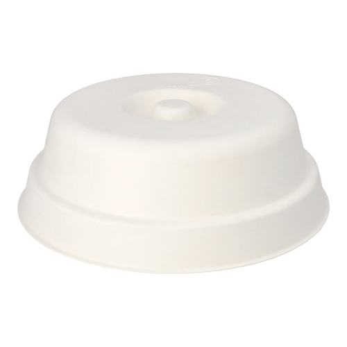 4 x 25 Deckel Zuckerrohr "pure" rund Ø 24,5 cm · 8 cm weiss "Cloche"