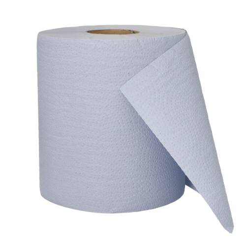 2 Putzrollen, 2-lagig Ø 20 cm · 167,5 m x 22 cm blau perforiert, 500 Abrisse, Blatt 22 x 33,5 cm