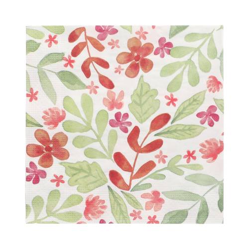 10 x 20 Servietten, 3-lagig 1/4-Falz 33 cm x 33 cm "Leaves and Flowers"