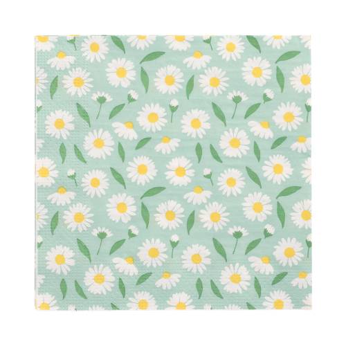 10 x 20 Servietten, 3-lagig 1/4-Falz 33 cm x 33 cm "Lots of Daisies"