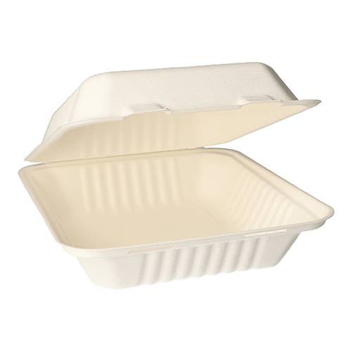 4 x 50 Menüboxen, Zuckerrohr "pure" ungeteilt 7,7 cm x 20 cm x 22 cm weiss