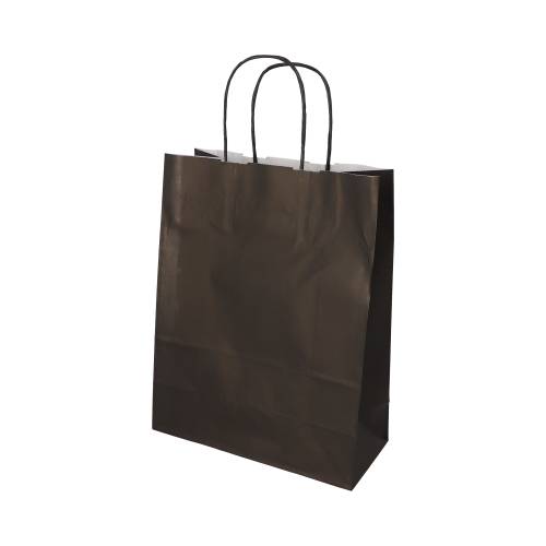 10 x 25 Tragetaschen, Papier 28 cm x 22 cm x 10 cm schwarz mit gedrehtem Tragegriff