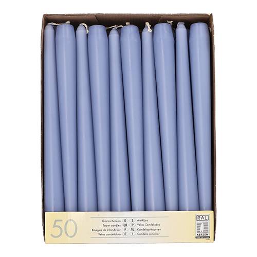 2 x 50 Leuchterkerzen Ø 2,2 cm · 25 cm soda blau