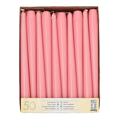 2 x 50 Leuchterkerzen Ø 2,2 cm · 25 cm rosa