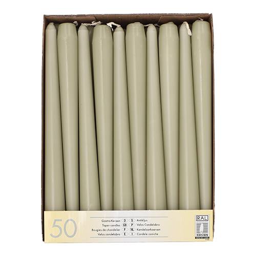 2 x 50 Leuchterkerzen Ø 2,2 cm · 25 cm farngrün