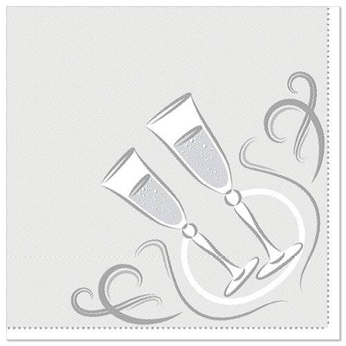 5 x 50 Servietten "ROYAL Collection" 1/4-Falz 40 cm x 40 cm silber "Festive Moments"