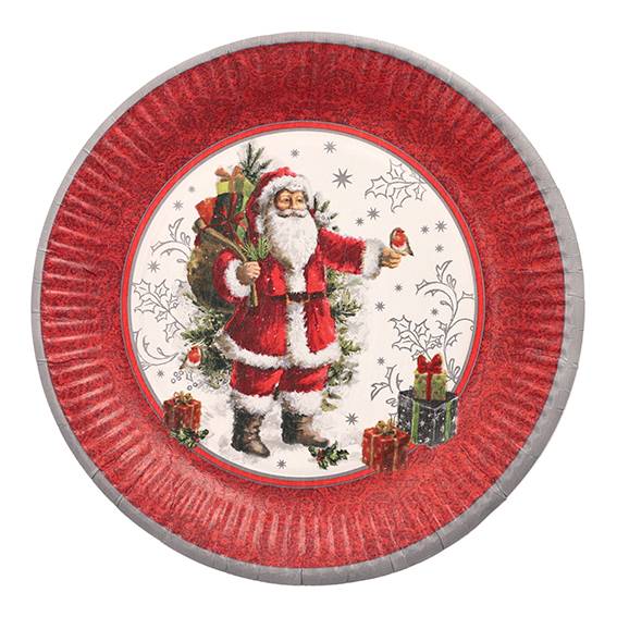 20 x 10 Teller, Pappe rund Ø 23 cm "HoHoHo"