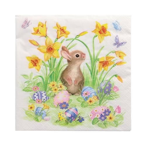 15 x 20 Servietten, 3-lagig 1/4-Falz 33 cm x 33 cm "Cute Bunny"