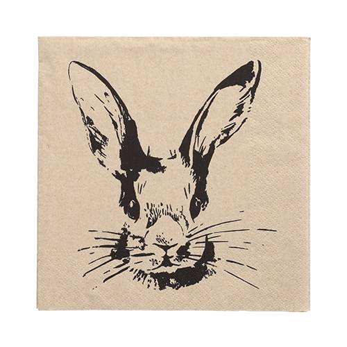 15 x 20 Servietten, 3-lagig 1/4-Falz 33 cm x 33 cm natur "My Name is Rabbit" aus recyceltem Papier