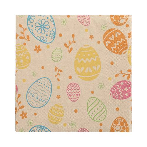 15 x 20 Servietten, 3-lagig 1/4-Falz 33 cm x 33 cm natur "Eggs" aus recyceltem Papier
