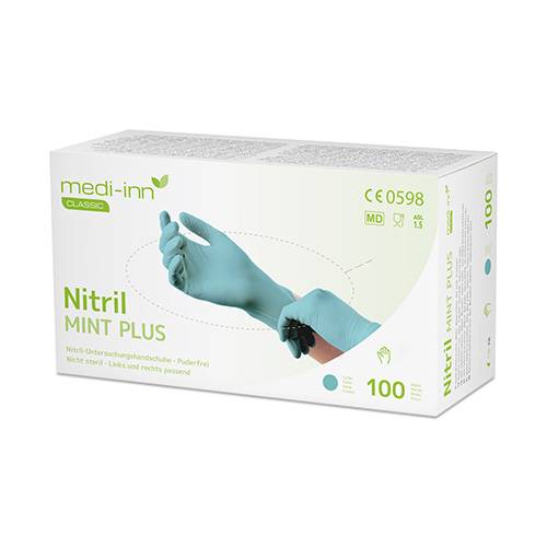 10 x 100 "Medi-Inn Classic" Handschuhe, Nitril puderfrei mint "Mint Plus" Größe: L