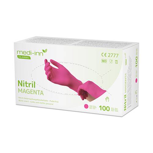 10 x 100 "Medi-Inn Classic" Handschuhe, Nitril puderfrei magenta "Nitril Magenta" Größe: M