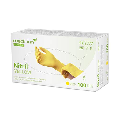 10 x 100 "Medi-Inn Classic" Handschuhe, Nitril puderfrei gelb "Nitril Yellow" Größe: XL