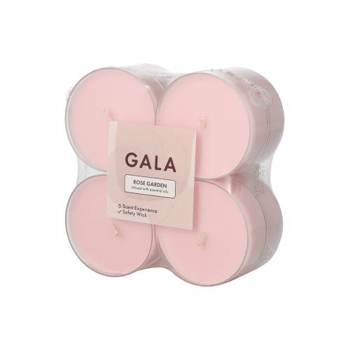 6 x 8 "GALA" Maxi Duftlichte Ø 59 mm · 24 mm rose - Rose Garden Polycarbonathülle