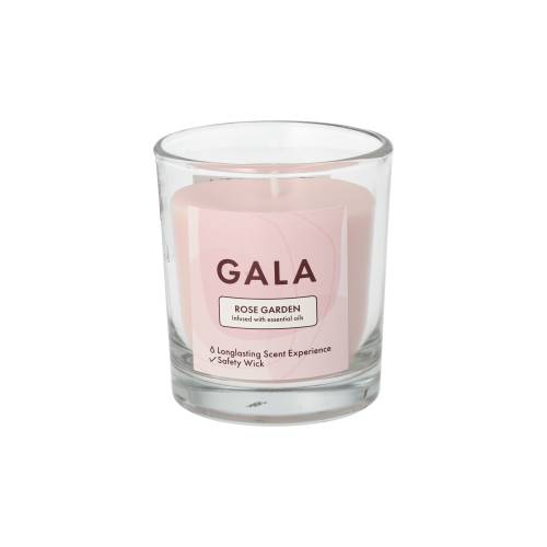 6 x "GALA" Duftkerze im Glas Ø 70 mm · 77 mm rose - Rose Garden "Mini Nutella"