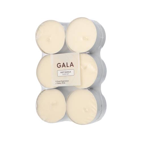 12 x 12 "GALA" Maxi Duftlichte Ø 58 mm · 24 mm creme - Soft Vanilla
