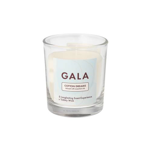 6 x "GALA" Duftkerze im Glas Ø 70 mm · 77 mm weiss - Cotton Dreams "Mini Nutella"