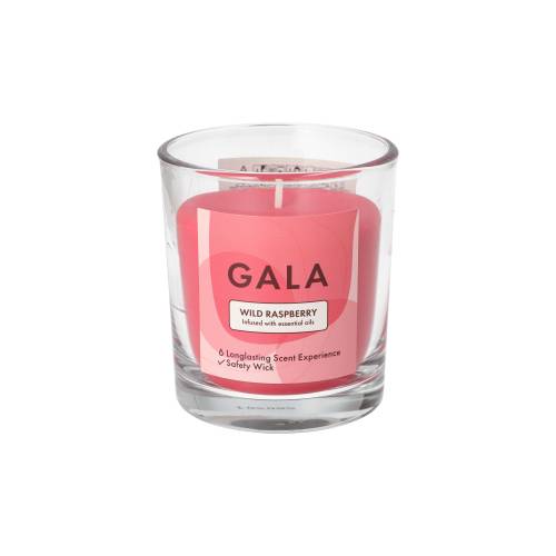 6 x "GALA" Duftkerze im Glas Ø 70 mm · 77 mm weinrot - Wild Raspberry "Mini Nutella"