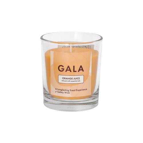 6 x "GALA" Duftkerze im Glas Ø 70 mm · 77 mm orange - Orange Juice "Mini Nutella"