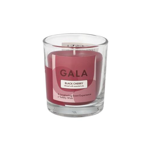 6 x "GALA" Duftkerze im Glas Ø 70 mm · 77 mm bordeaux - Black Cherry "Mini Nutella"