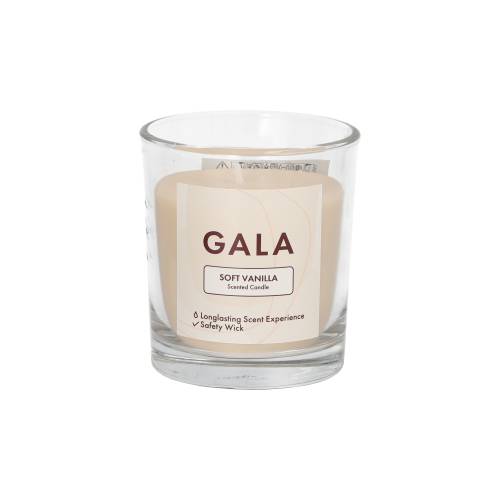 6 x "GALA" Duftkerze im Glas Ø 70 mm · 77 mm creme - Soft Vanilla "Mini Nutella"