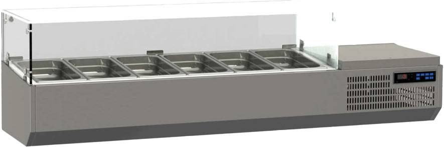 K+T Kühlaufsatz mit Glasaufsatz für 6 x GN 1/3, Behältertiefe 150 mm, steckerfertig