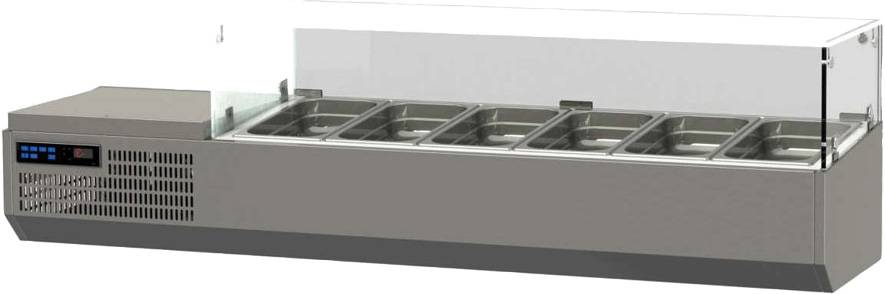 K+T Kühlaufsatz mit Glasaufsatz für 6 x GN 1/3, Behältertiefe 150 mm, steckerfertig