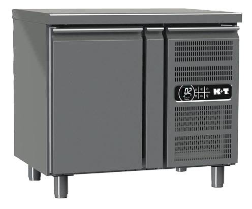 K+T Kühltisch GN 1/1, Korpushöhe 650 mm, abgekantete Arbeitsplatte, 1 Abteil, steckerfertig