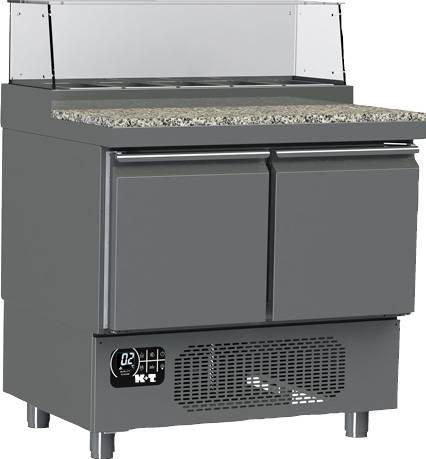 K+T Belegstation GN 1/1, Korpushöhe 475 mm, abgekantete Garnitarbeitsplatte, 2 Abteile, Zentralgekühlt