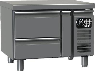 K+T Snackkühltisch GN 1/1, Korpushöhe 475 mm, abgekantete Arbeitsplatte, 1 Abteil, Zentralkühlung