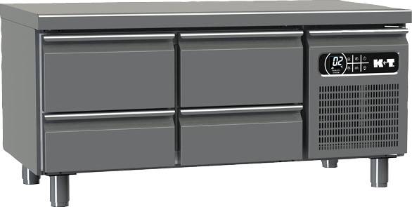 K+T Snackkühltisch GN 1/1, Korpushöhe 475 mm, abgekantete Arbeitsplatte, 2 Abteile, steckerfertig