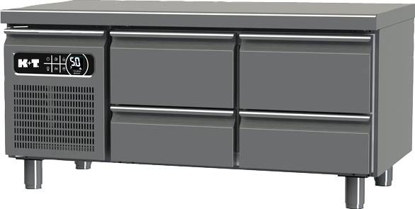 K+T Snackkühltisch GN 1/1, Korpushöhe 475 mm, abgekantete Arbeitsplatte, 2 Abteile, steckerfertig