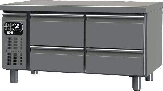 K+T Snackkühltisch GN 1/1, Korpushöhe 475 mm, abgekantete Arbeitsplatte, 2 Abteile, Zentralkühlung