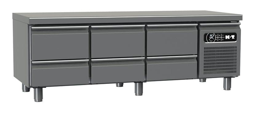 K+T Snackkühltisch GN 1/1, Korpushöhe 475 mm, abgekantete Arbeitsplatte, 3 Abteile, steckerfertig