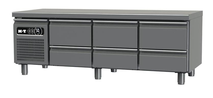 K+T Snackkühltisch GN 1/1, Korpushöhe 475 mm, abgekantete Arbeitsplatte, 3 Abteile, steckerfertig