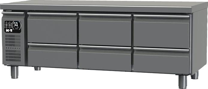 K+T Snackkühltisch GN 1/1, Korpushöhe 475 mm, abgekantete Arbeitsplatte, 3 Abteile, Zentralkühlung