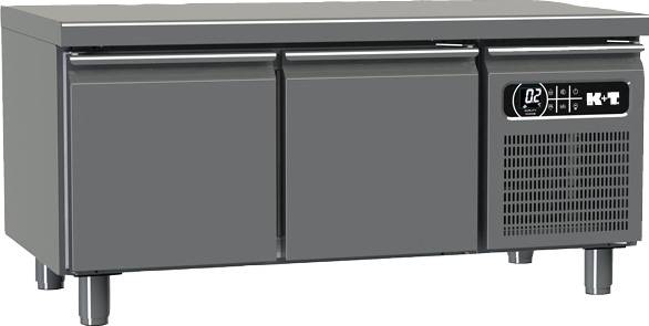 K+T Snacktiefkühltisch GN 1/1, Korpushöhe 475 mm, abgekantete Arbeitsplatte, 2 Abteile, steckerfertig