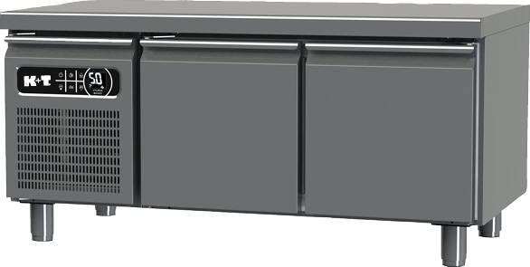 K+T Snacktiefkühltisch GN 1/1, Korpushöhe 475 mm, abgekantete Arbeitsplatte, 2 Abteile, steckerfertig