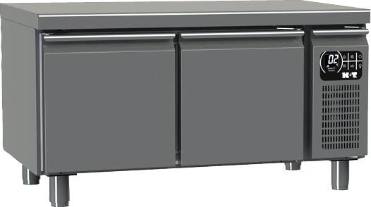 K+T Snacktiefkühltisch GN 1/1, Korpushöhe 475 mm, abgekantete Arbeitsplatte, 2 Abteile, Zentralkühlung