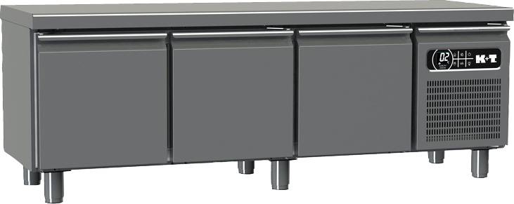 K+T Snacktiefkühltisch GN 1/1, Korpushöhe 475 mm, abgekantete Arbeitsplatte, 3 Abteile, steckerfertig