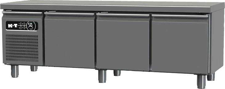K+T Snacktiefkühltisch GN 1/1, Korpushöhe 475 mm, abgekantete Arbeitsplatte, 3 Abteile, steckerfertig