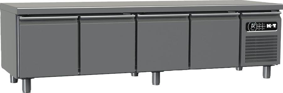 K+T Snacktiefkühltisch GN 1/1, Korpushöhe 475 mm, abgekantete Arbeitsplatte, 4 Abteile, steckerfertig