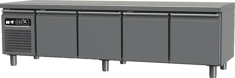 K+T Snacktiefkühltisch GN 1/1, Korpushöhe 475 mm, abgekantete Arbeitsplatte, 4 Abteile, steckerfertig
