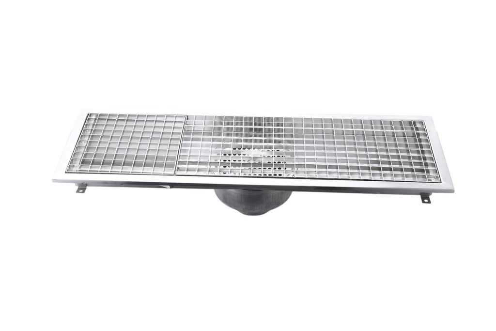 Bodenablauf aus Edelstahl - vertikaler Abgang - 900 x 300 x 180 mm