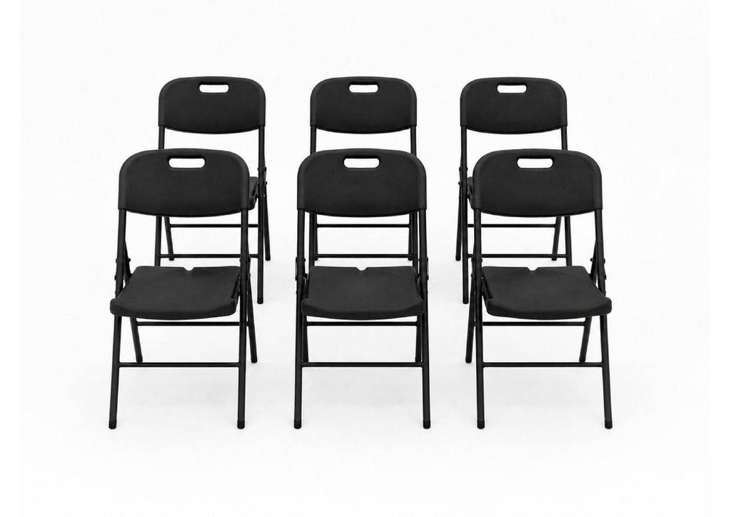 6 x Klappstuhl - belastbar bis 160 kg - Schwarz