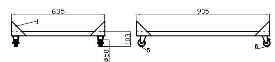Unterbau für Saladette 2 Türen, 905 x 638 x 103 mm
