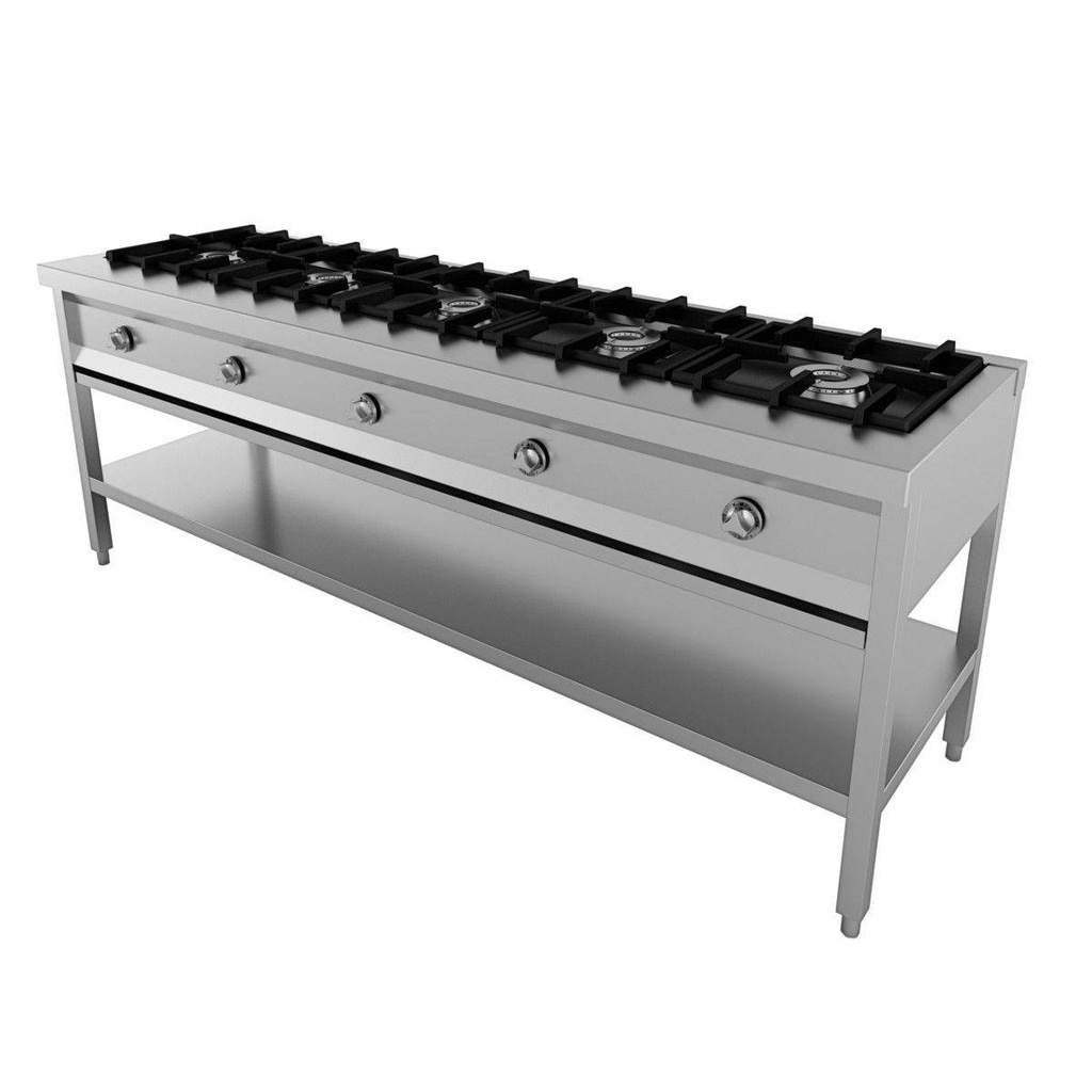 Tisch für Pfannenkuchen 5 Brenner, 2080 x 600 x 800 mm