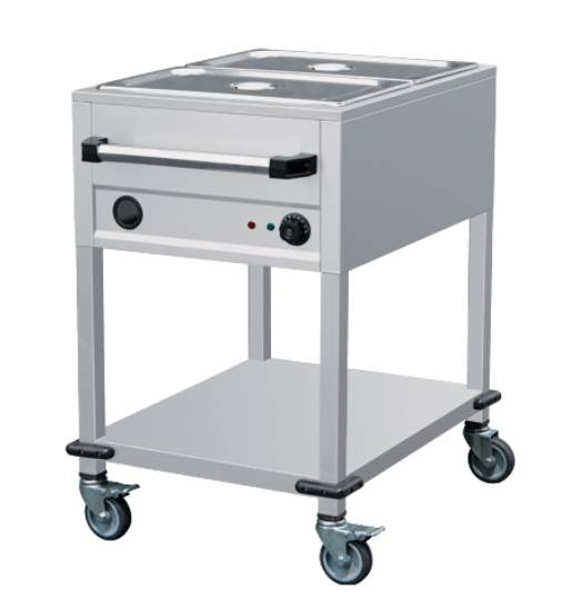 Bain-Marie Wagen 2/1 aus Edelstahl, 570 x 880 x 900 mm